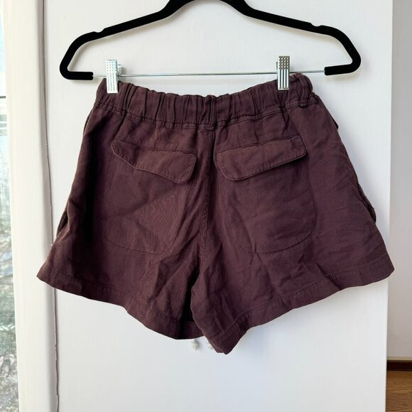 NWT Free People Linen Shorts Drawstring  Off Shore Utility Loose Baggy Brown XS - Picture 6 of 10